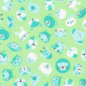 Miniature animal heads on green, SRKF-22728-308 FRESH DEW
