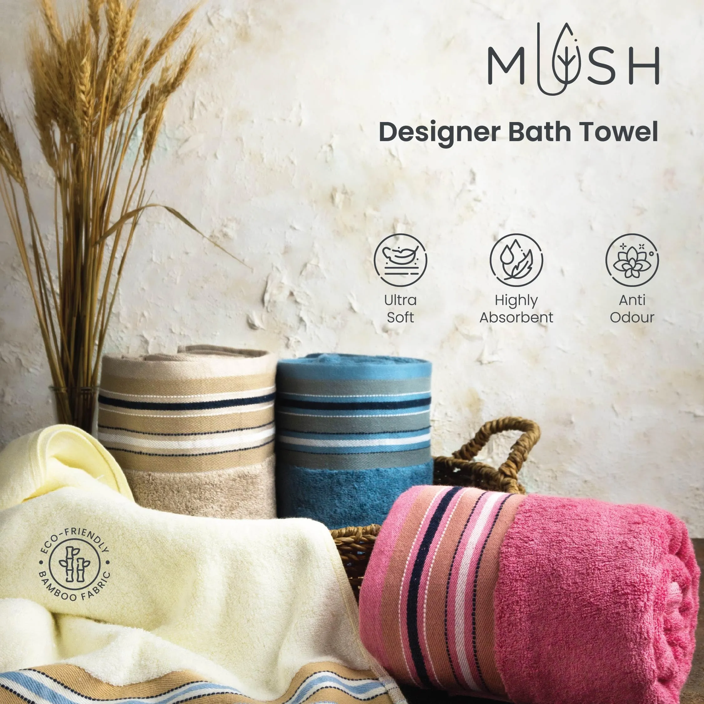 Mush Bamboo Towel |Ultra Soft, Absorbent & Quick Dry Towel for Bath, Beach, Pool, Travel, Spa and Yoga (Bath Towel, Forest Green)