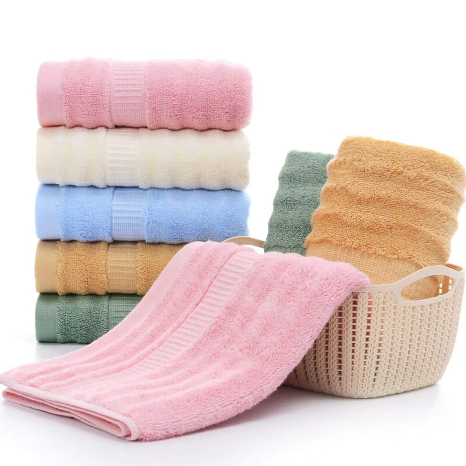 Mush Bamboo Towel: Ultra Soft & Absorbent 600 GSM 6 Piece Couple Set (White & Navy Blue, 2)
