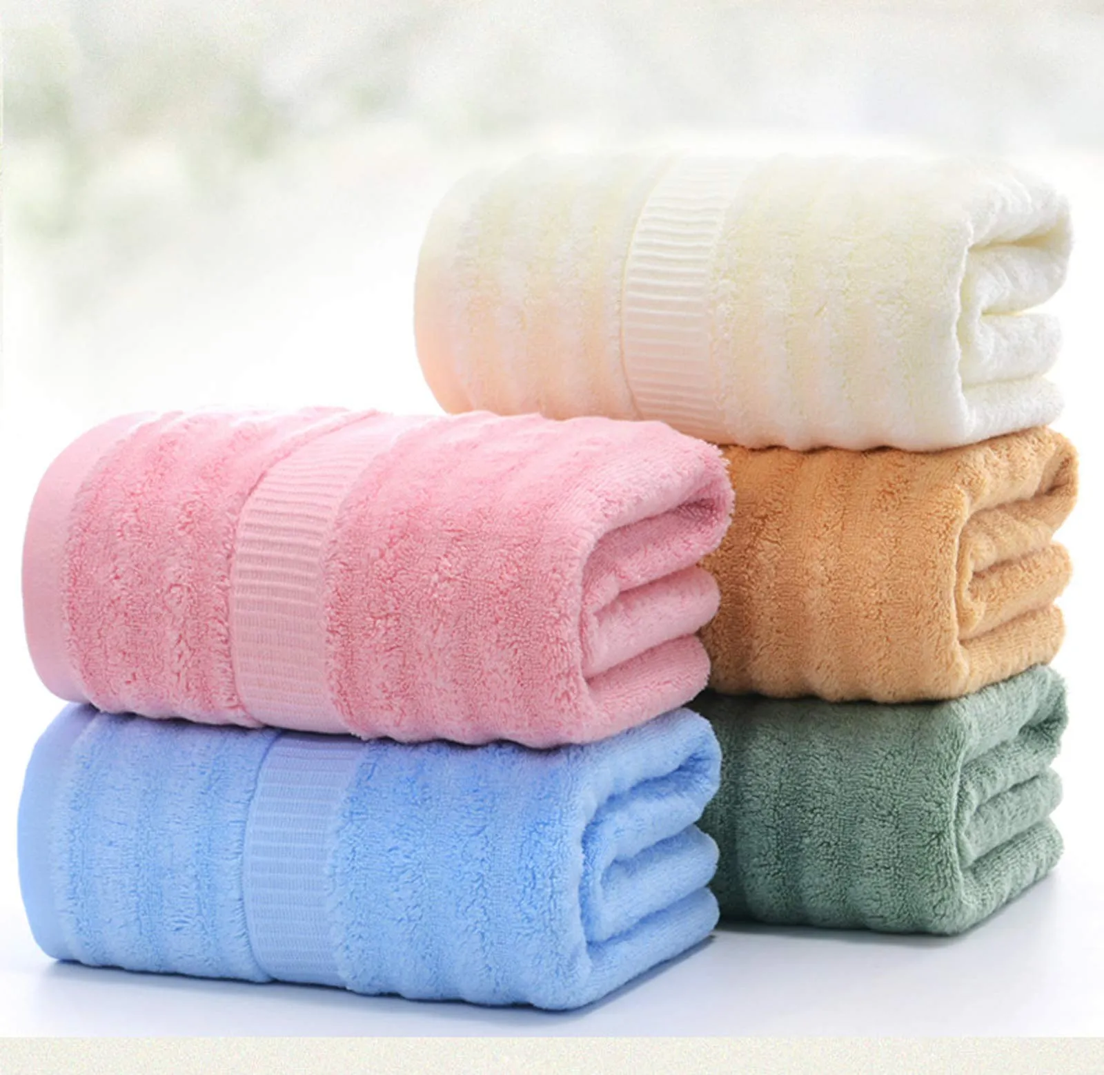 Mush Bamboo Towel: Ultra Soft & Absorbent 600 GSM 6 Piece Couple Set (White & Navy Blue, 2)