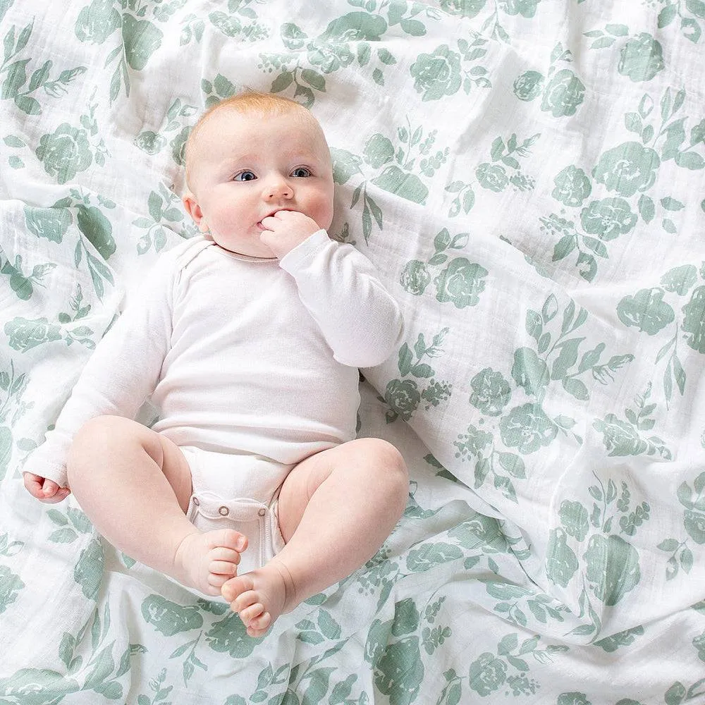 Muslin Swaddle Blanket Set Premium Cotton Vintage Floral   Modern Floral
