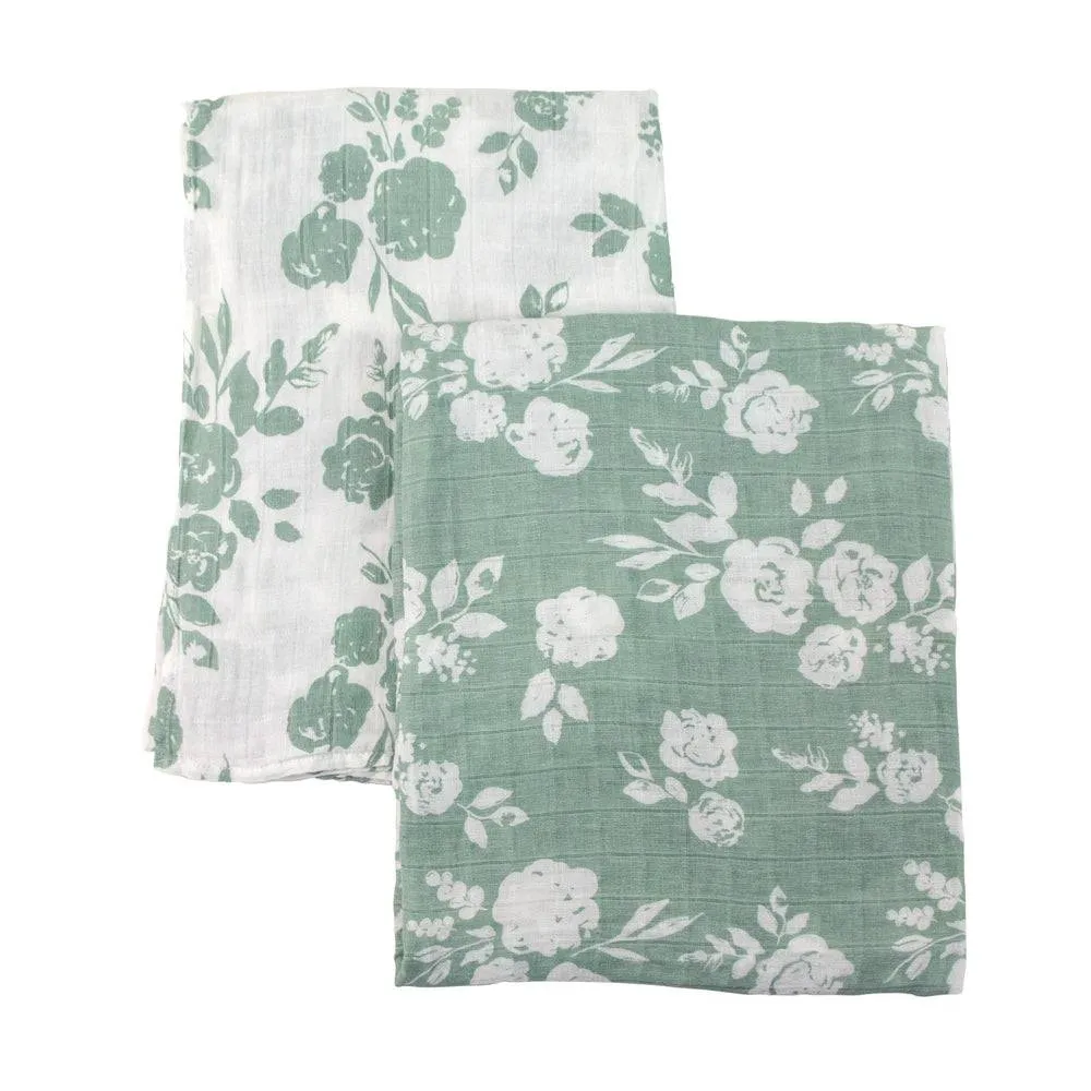 Muslin Swaddle Blanket Set Premium Cotton Vintage Floral   Modern Floral