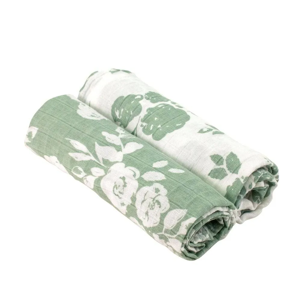 Muslin Swaddle Blanket Set Premium Cotton Vintage Floral   Modern Floral
