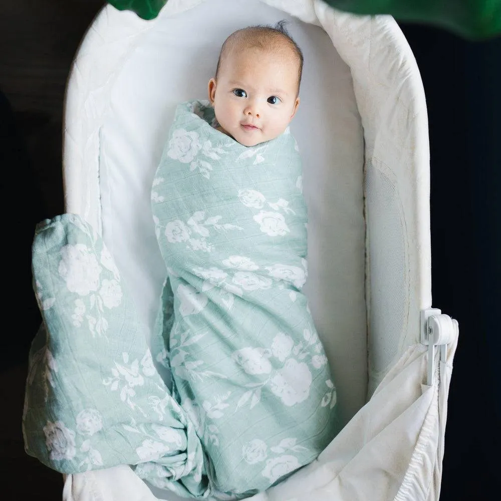 Muslin Swaddle Blanket Set Premium Cotton Vintage Floral   Modern Floral