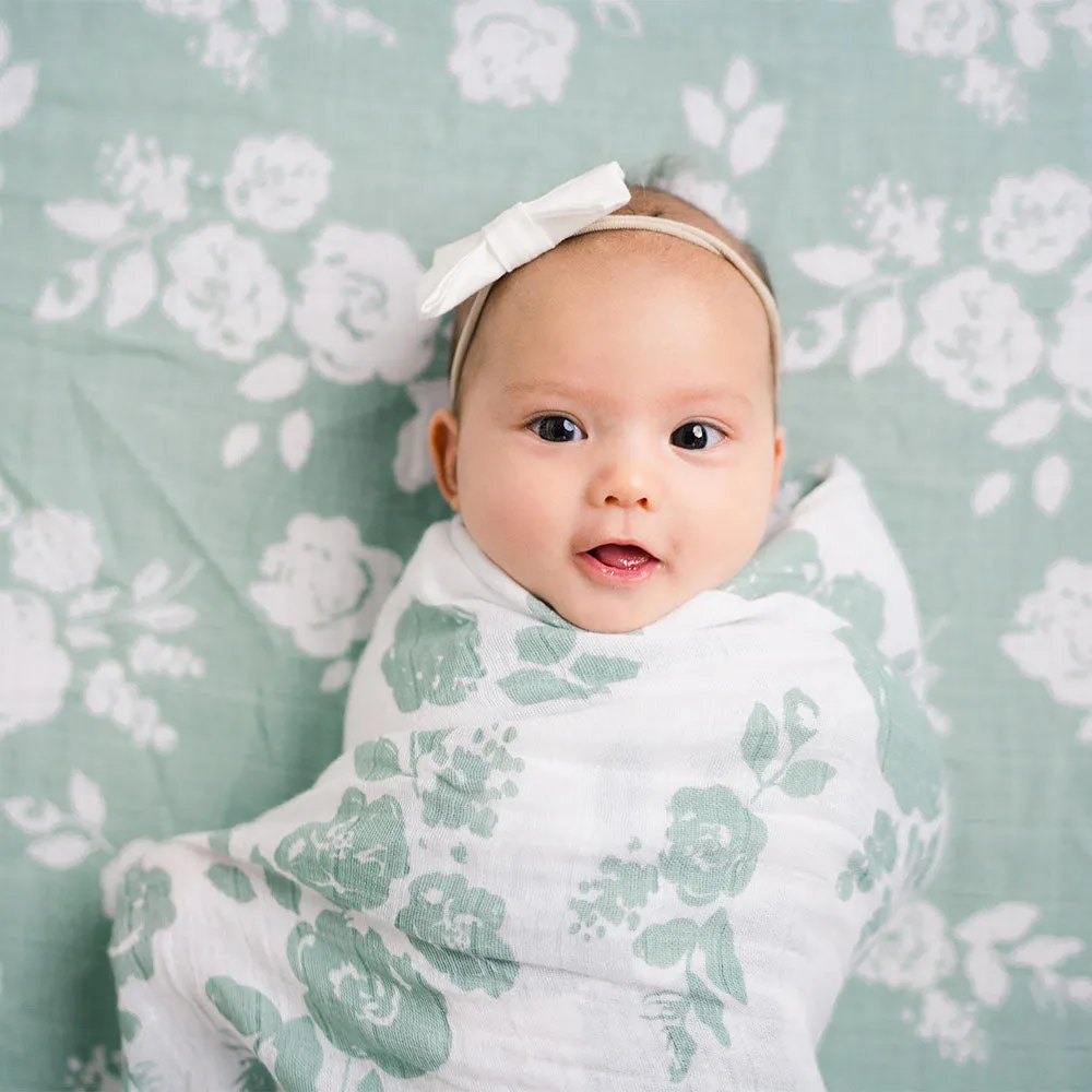 Muslin Swaddle Blanket Set Premium Cotton Vintage Floral   Modern Floral