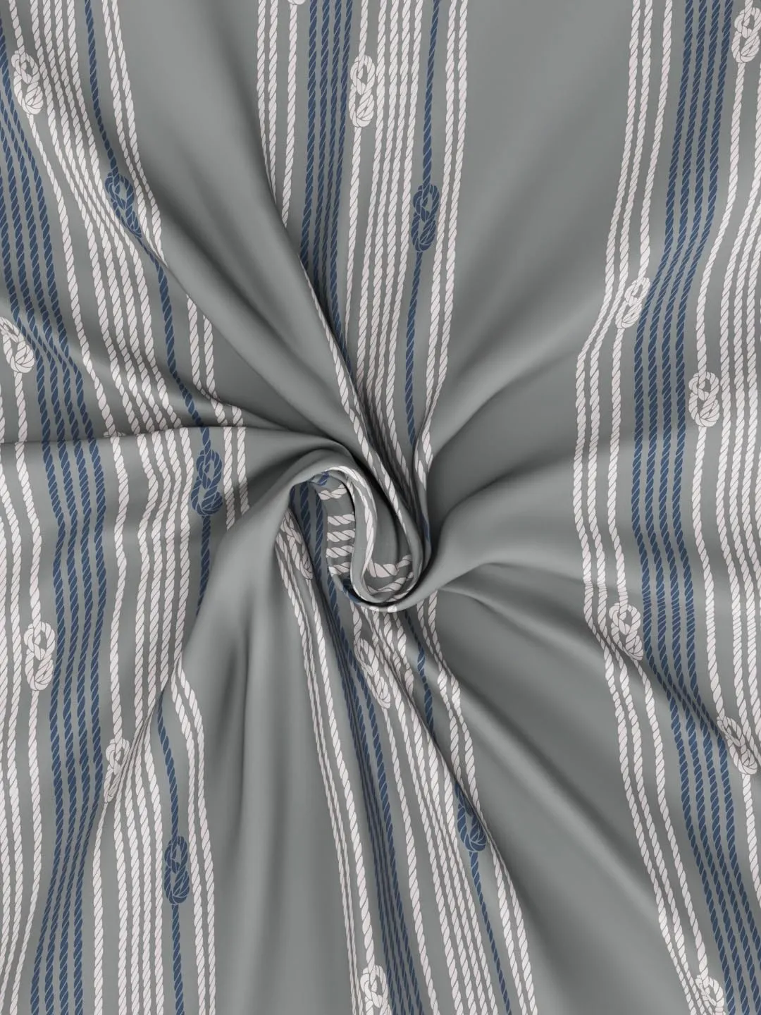 NAUTICA Cotton King Bedsheet with 2 Pillow Covers -3pc set (ocean view) ornamental-grey/blue