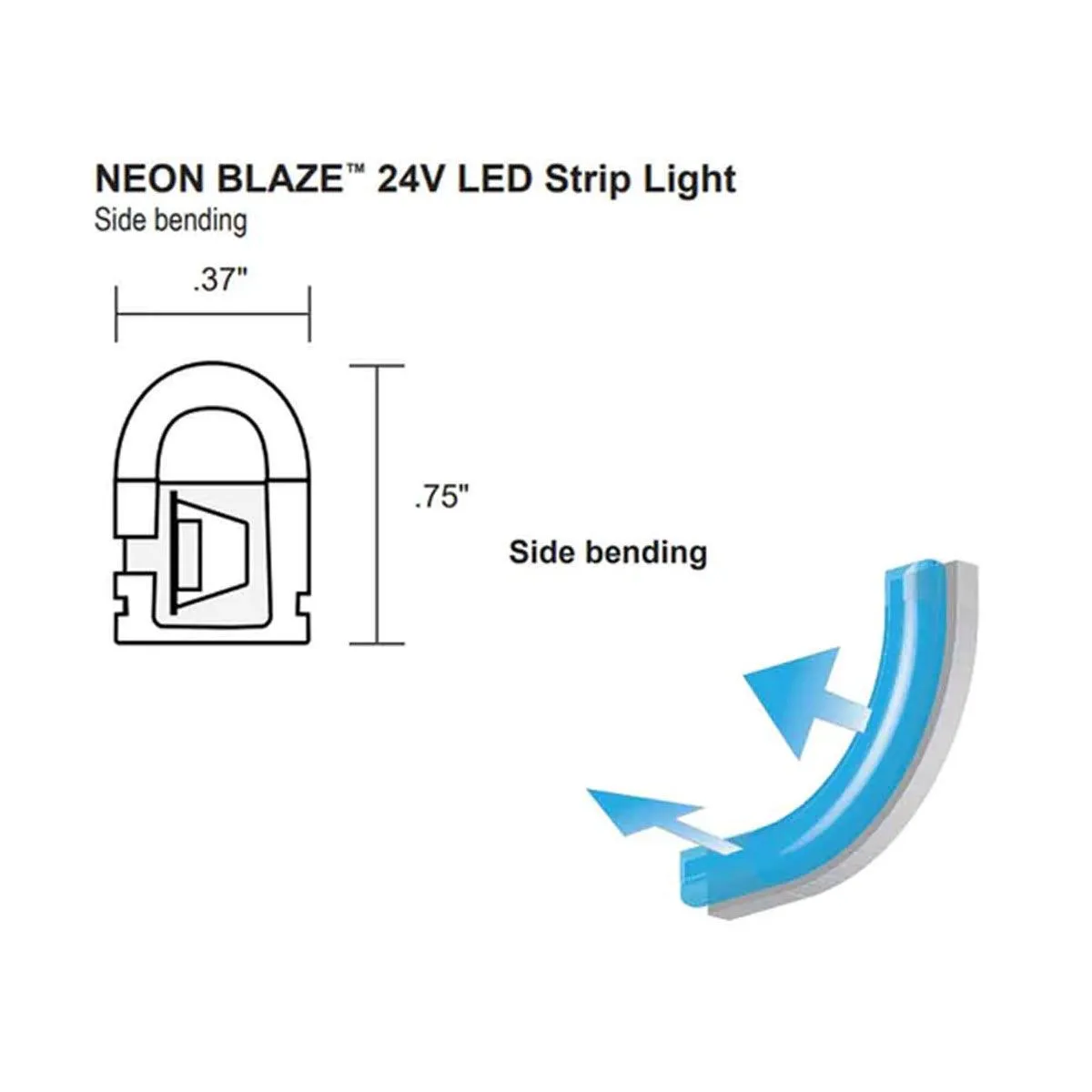 Neon BLAZE LED Neon Strip Light, 3500K, 32 feet Reel, 24V, Side Bending