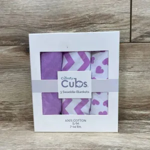 NEW Comfy Clubs 3Pk Swaddle Blankets Small/Medium: 0-3 months, 7-14 Pounds, up to 26 inches