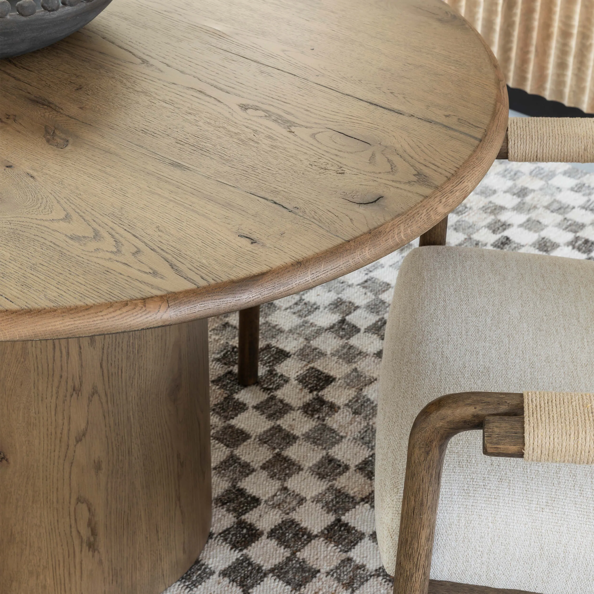 Olexey Oval Dining Table, Rubbed Light Oak