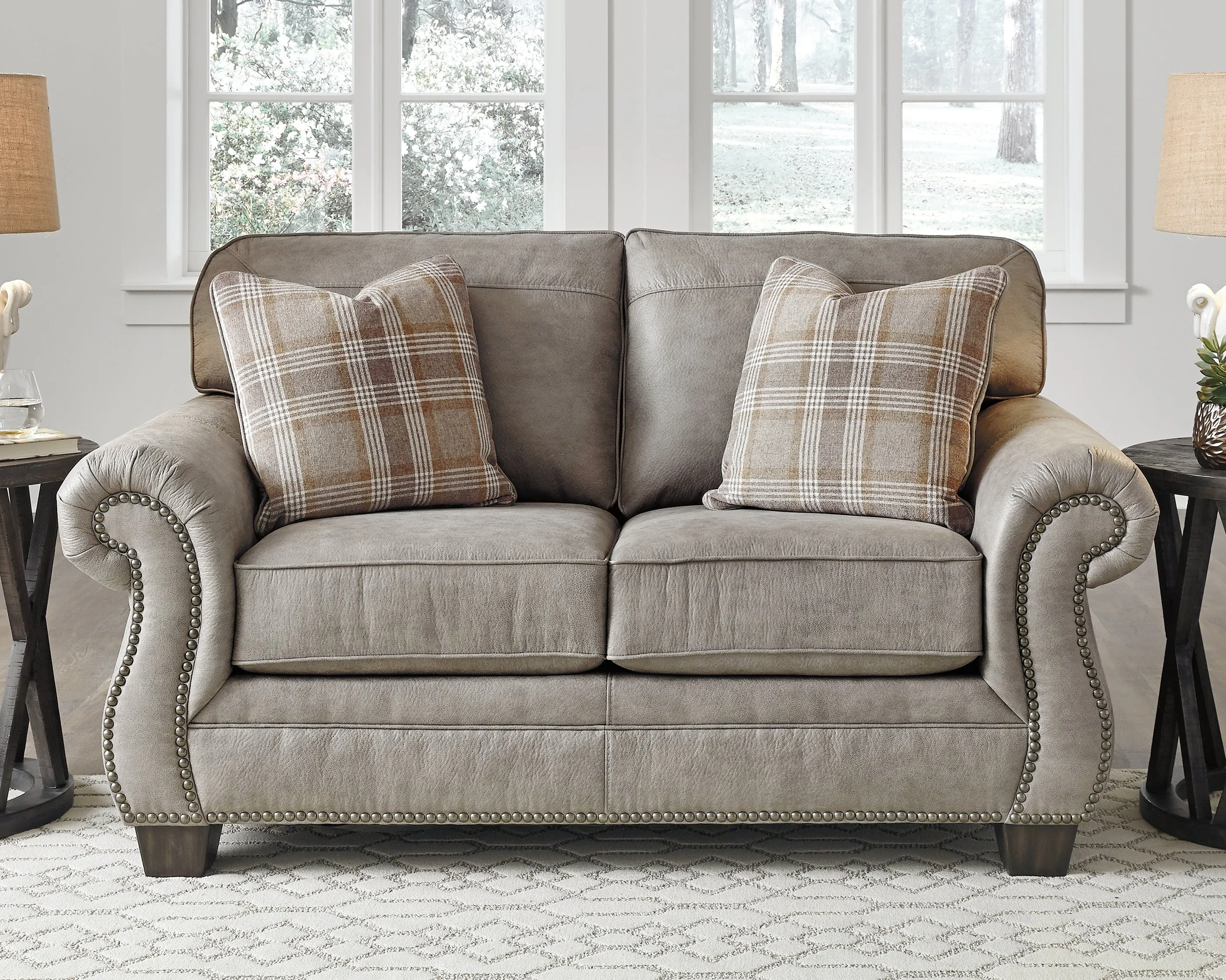 Olsberg Sofa, Loveseat and Recliner in Steel