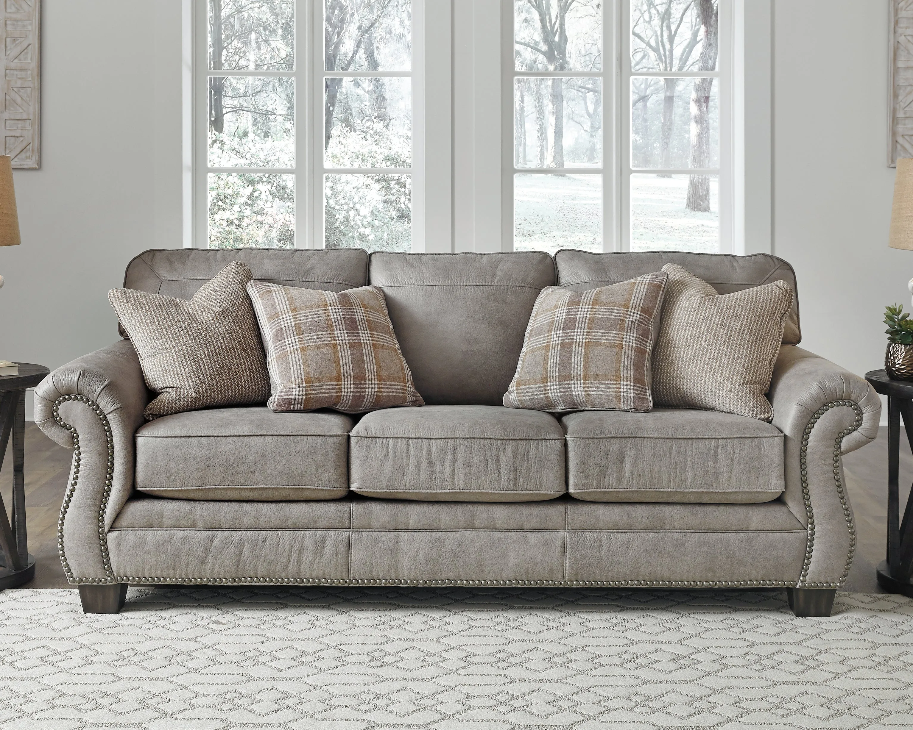 Olsberg Sofa, Loveseat and Recliner in Steel