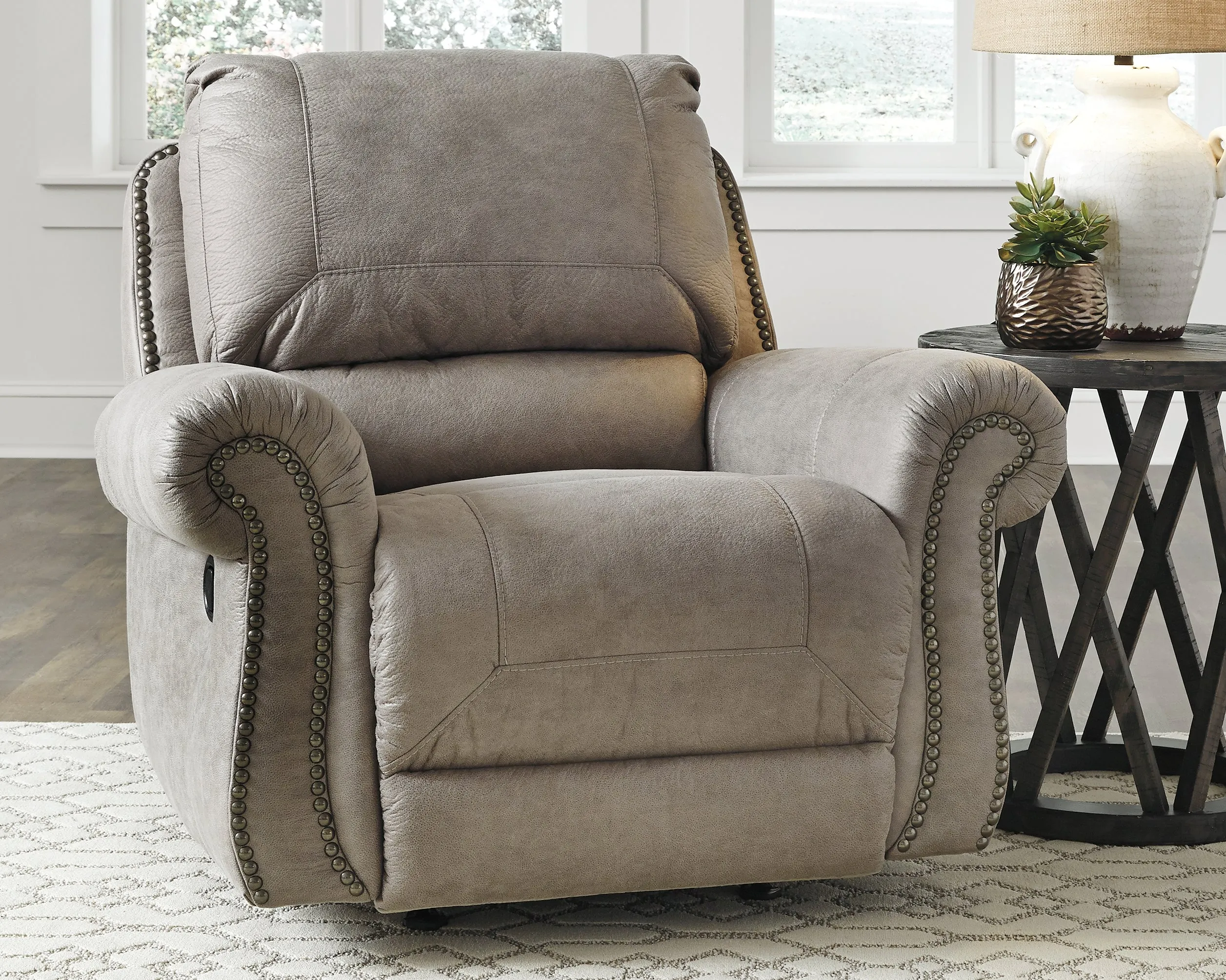 Olsberg Sofa, Loveseat and Recliner in Steel