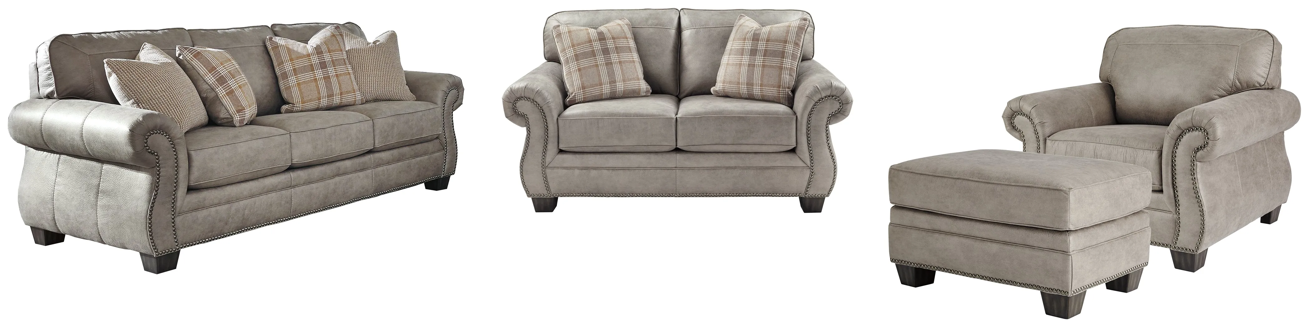 Olsberg Sofa, Loveseat, Chair and Ottoman in Steel