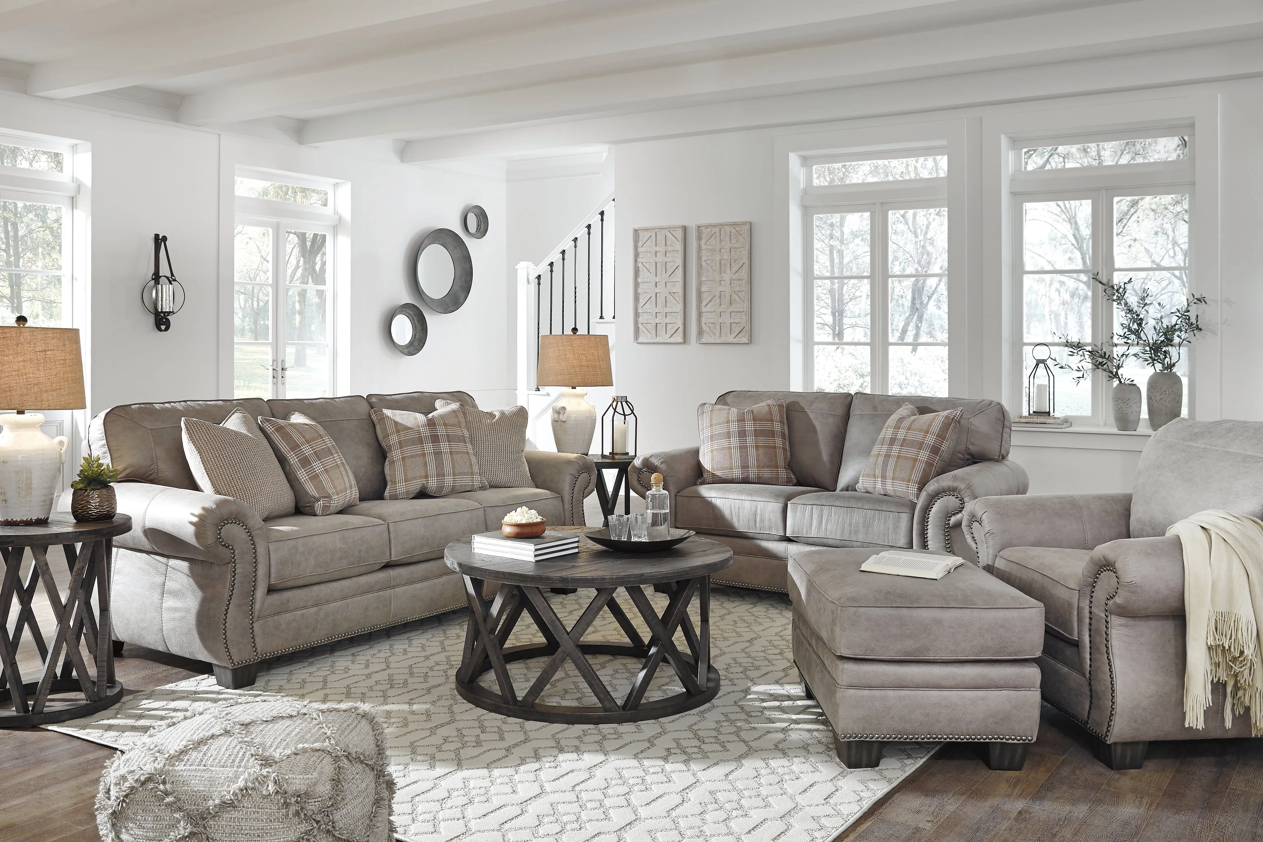 Olsberg Sofa, Loveseat, Chair and Ottoman in Steel
