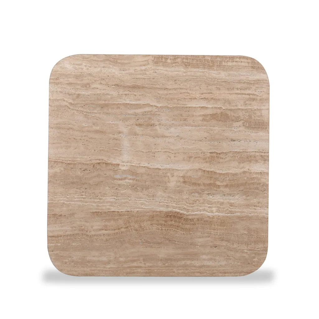 Omran 90cm Travertine Top Coffee Table - Walnut