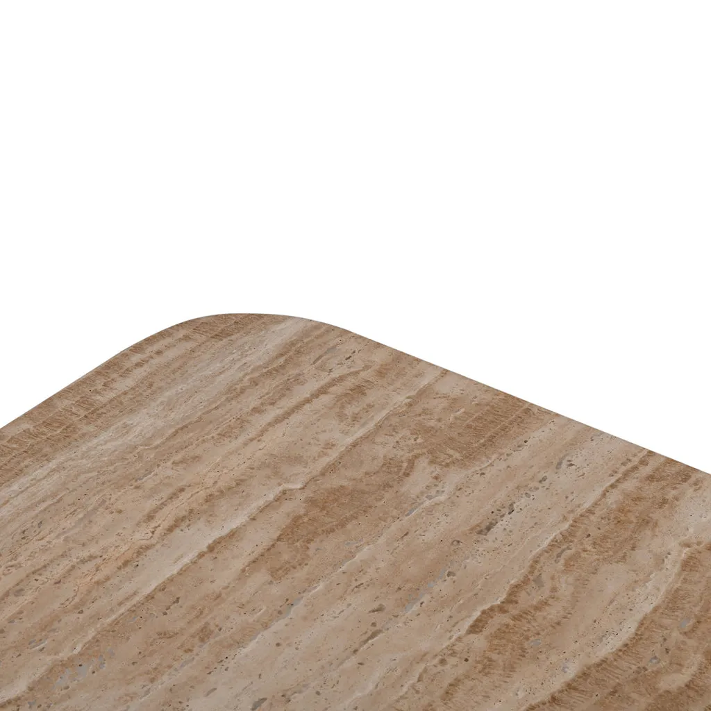 Omran 90cm Travertine Top Coffee Table - Walnut