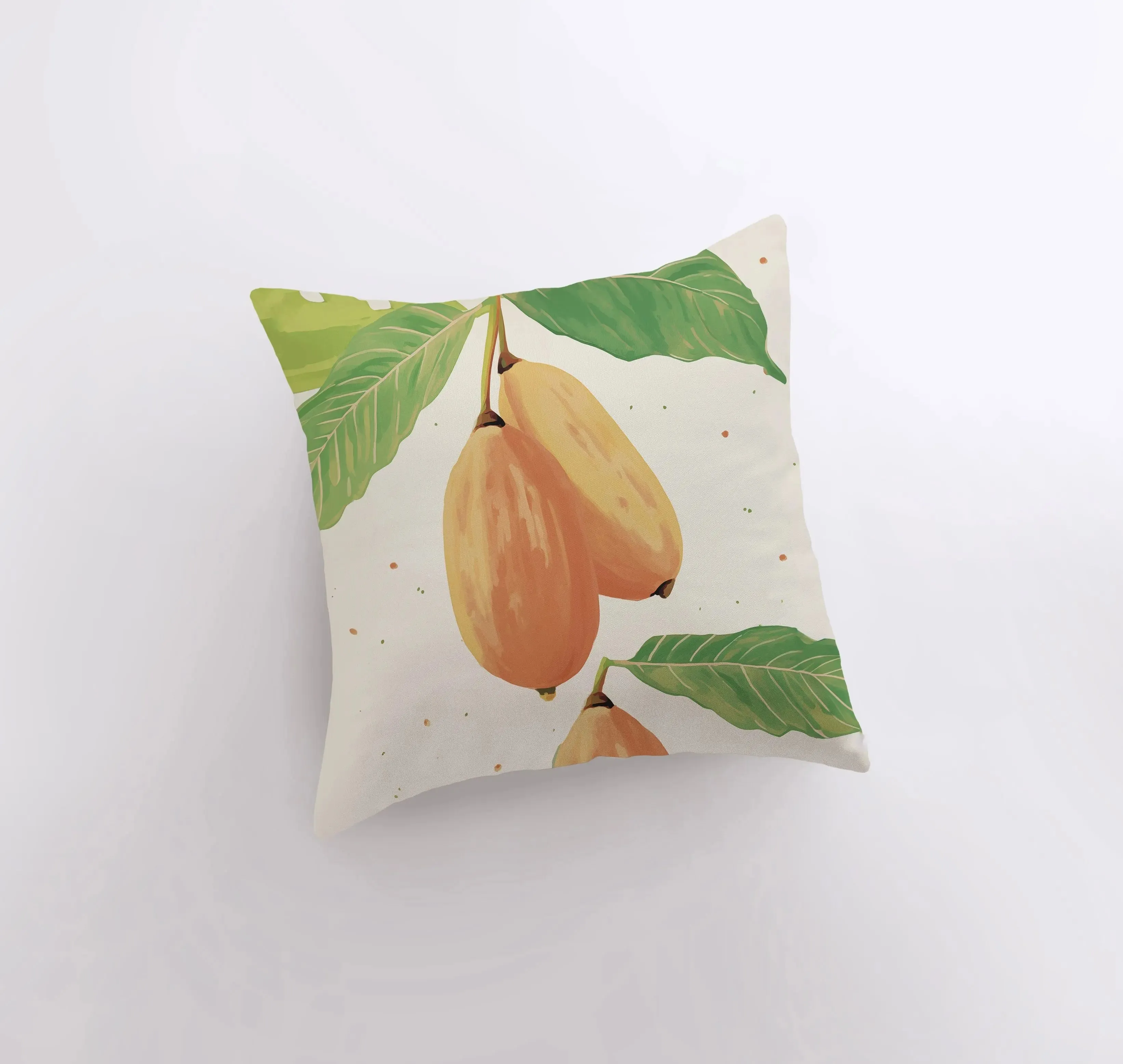 Papaya Leaves | Gouache Painting | Food Pillow | Fruit | Abstract Still Life | Throw Pillow | Home Decor | Gift for Her | Pillow Cover