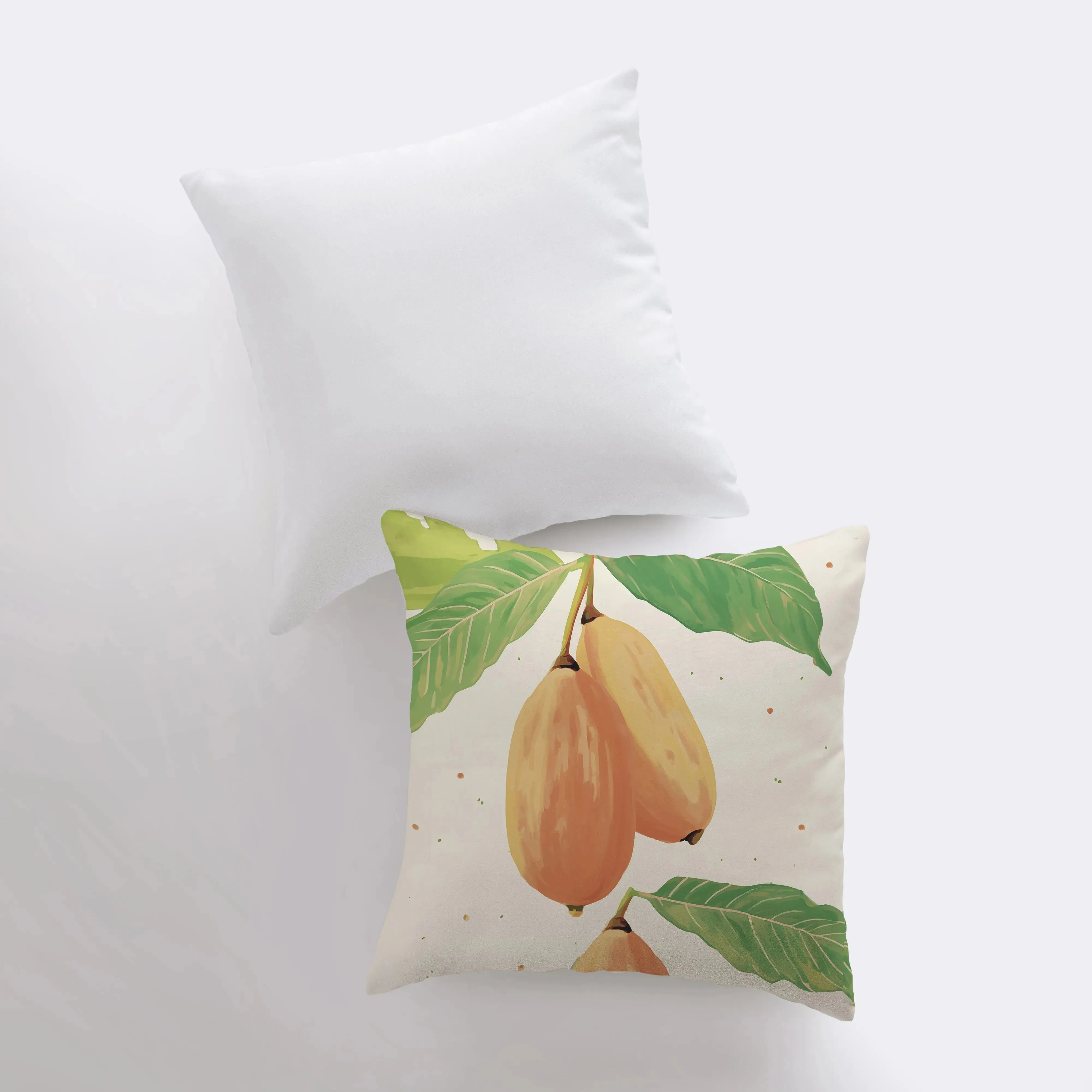 Papaya Leaves | Gouache Painting | Food Pillow | Fruit | Abstract Still Life | Throw Pillow | Home Decor | Gift for Her | Pillow Cover