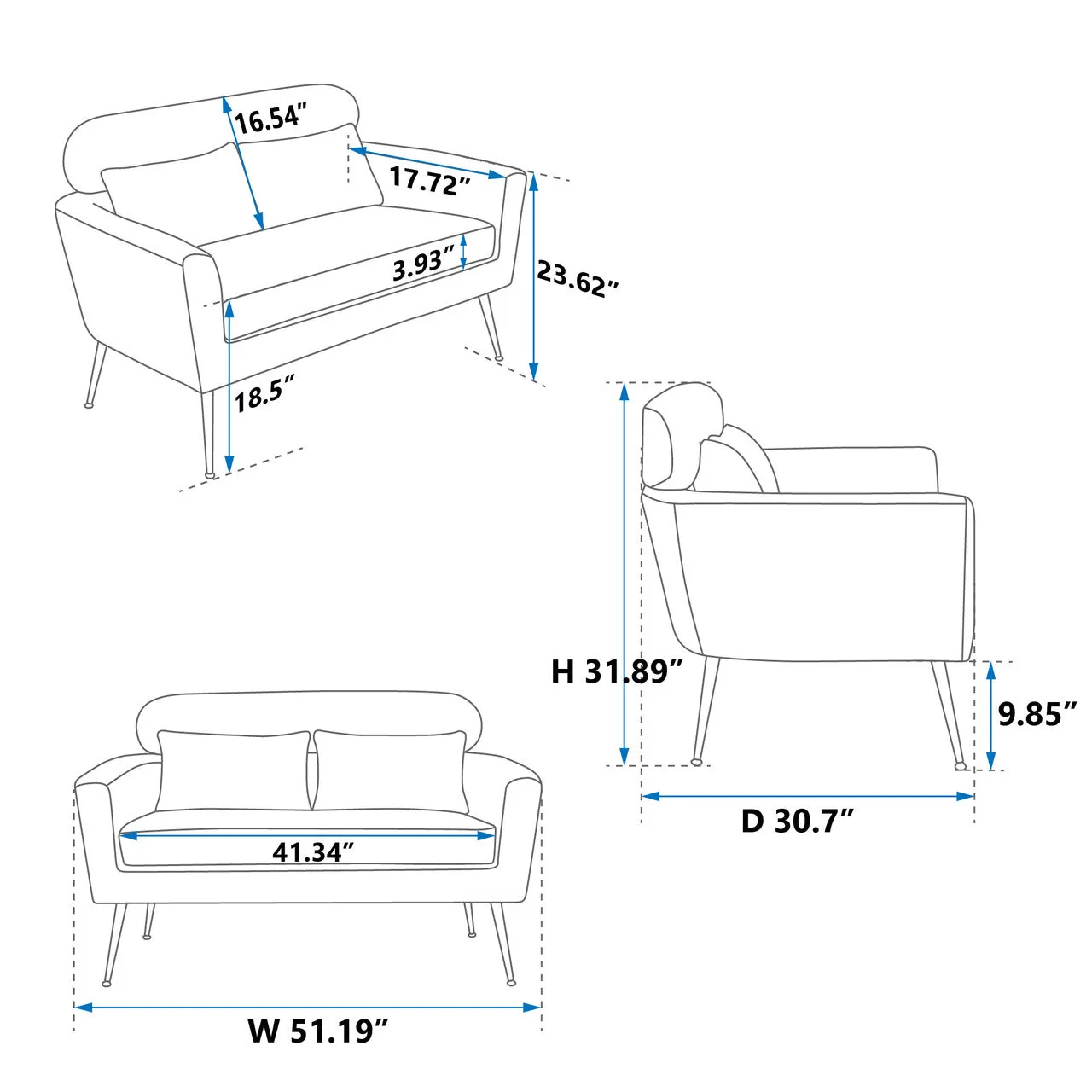 Petite Elegance Small Sofa