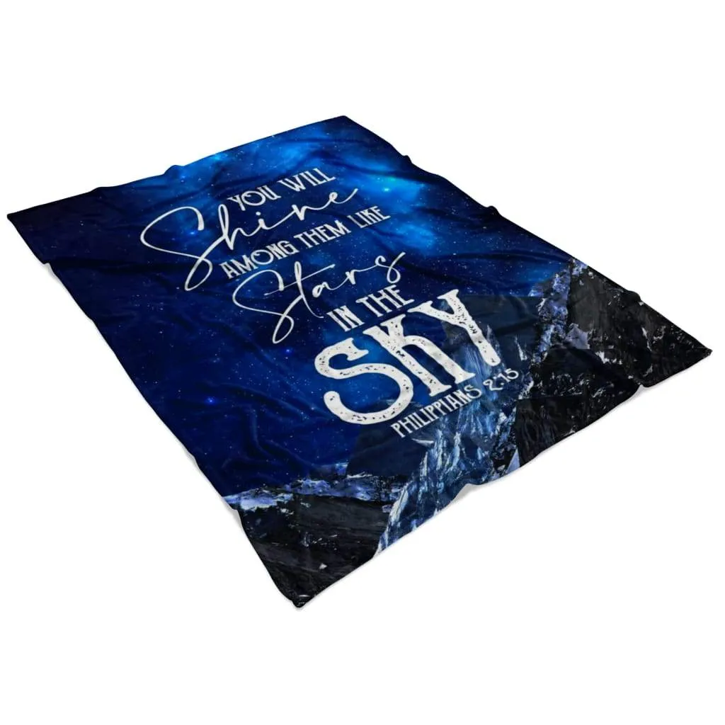 Philippians 215 You Will Shine Among Them Like Stars In The Sky Fleece Blanket - Christian Blanket - Bible Verse Blanket