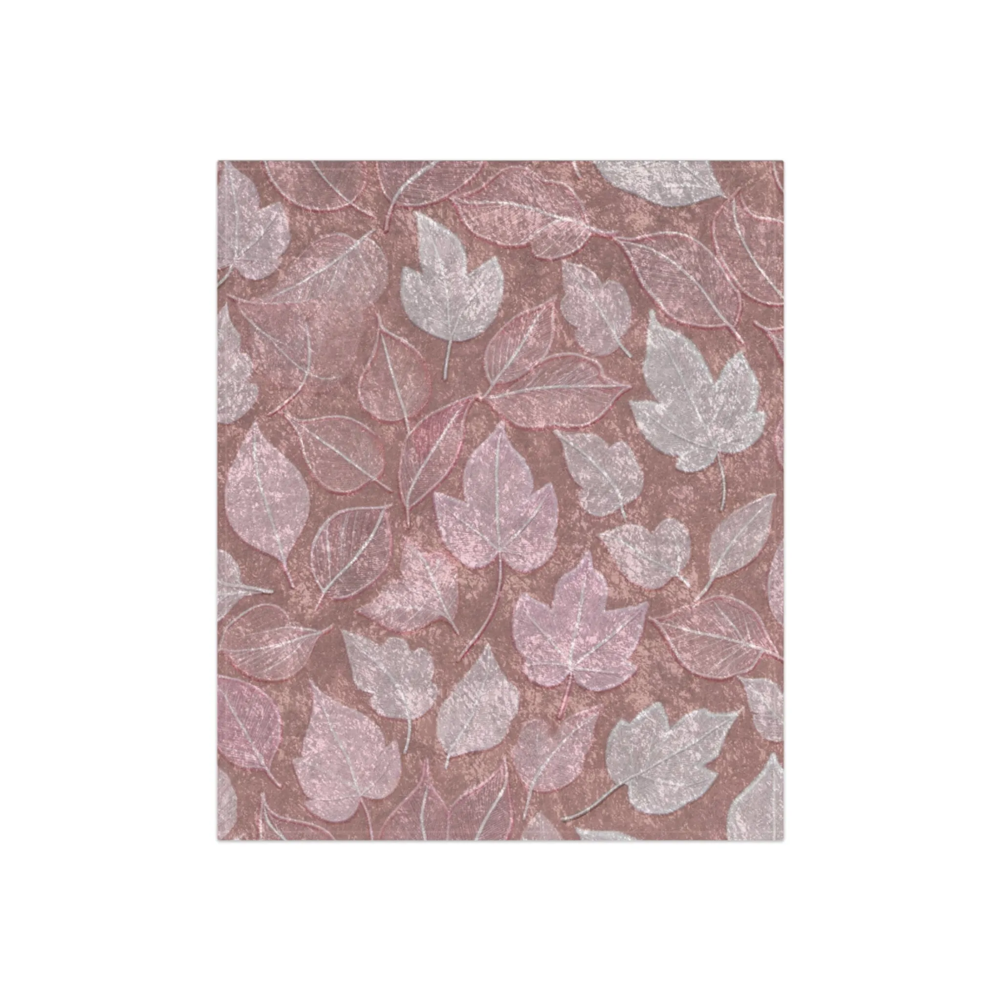 Pink Foliage Crushed Velvet Blanket