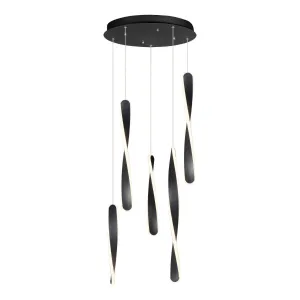 Pirouette 16 in. 5 Lights LED Pendant Light Black finish