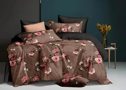 Polycotton 3D Floral Printed Double Bedsheet with 2 Pillow Covers, 110 TC