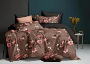 Polycotton 3D Floral Printed Double Bedsheet with 2 Pillow Covers, 110 TC