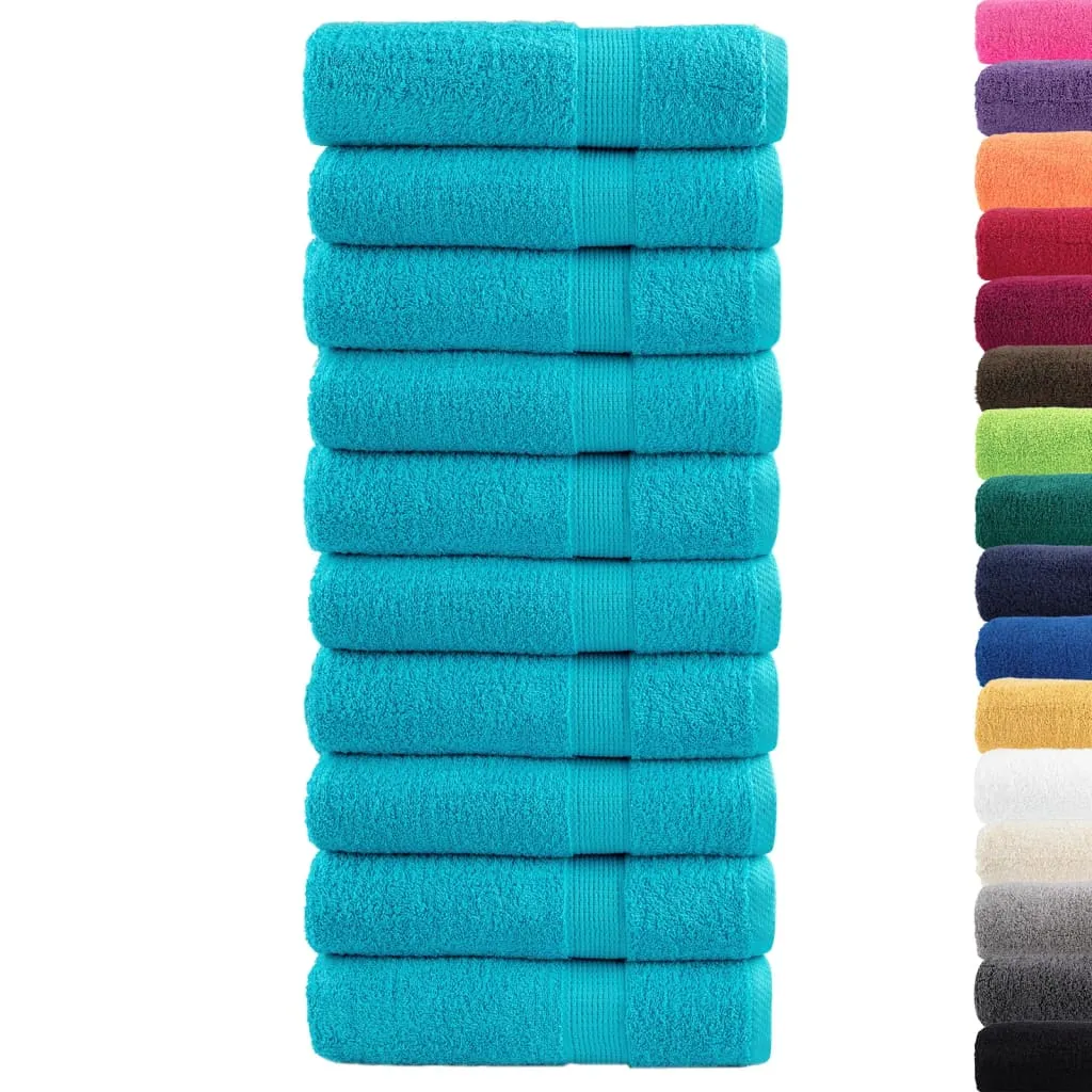 Premium Hand Towels 10 pcs Turquoise 50x100 cm 600 gsm 100% Cotton