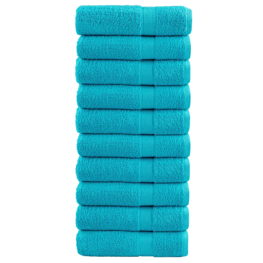 Premium Hand Towels 10 pcs Turquoise 50x100 cm 600 gsm 100% Cotton