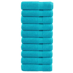 Premium Hand Towels 10 pcs Turquoise 50x100 cm 600 gsm 100% Cotton