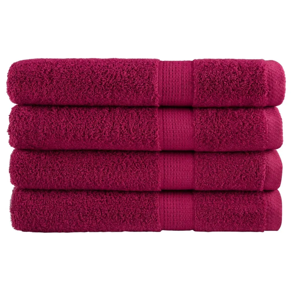 Premium Sauna Towels 4pcs Bordeaux 80x200cm 600gsm 100% Cotton