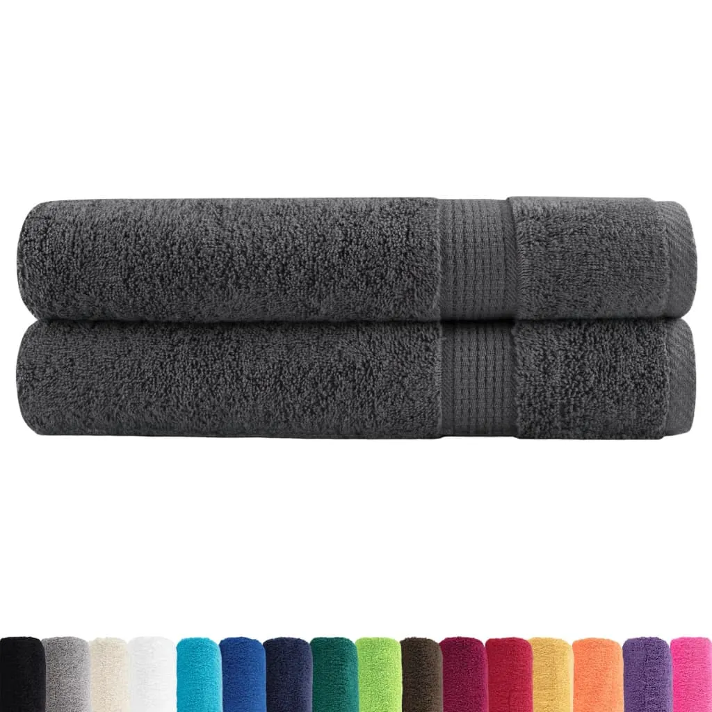 Premium Towels 2pcs Anthracite 100x200cm 600gsm 100% Cotton