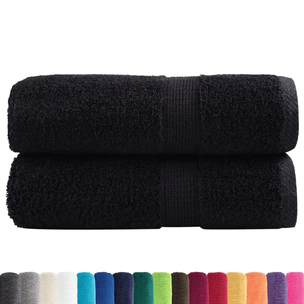 Premium Washcloths 2 pcs Black 30x30 cm 600 gsm 100% Cotton