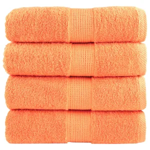 Premium Washcloths 4 pcs Orange 30x30 cm 600 gsm 100% Cotton