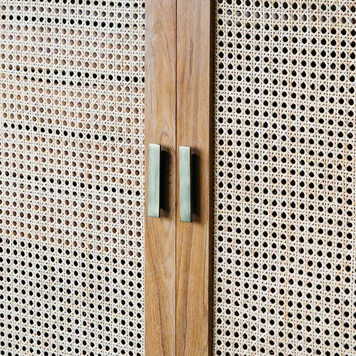 Rattan Elegance Series Mango Wood Cane 2Doors Cabinet