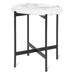 Rhonde Oval Marble Side Table - White