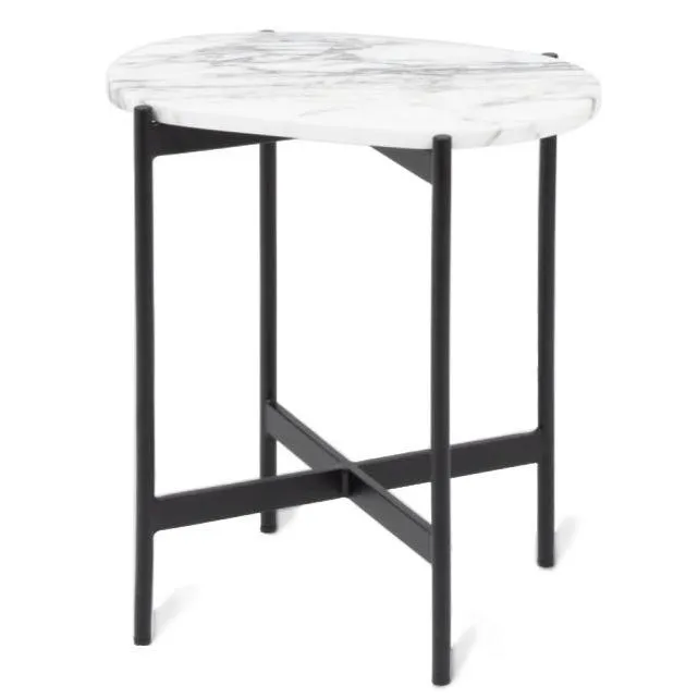 Rhonde Oval Marble Side Table - White