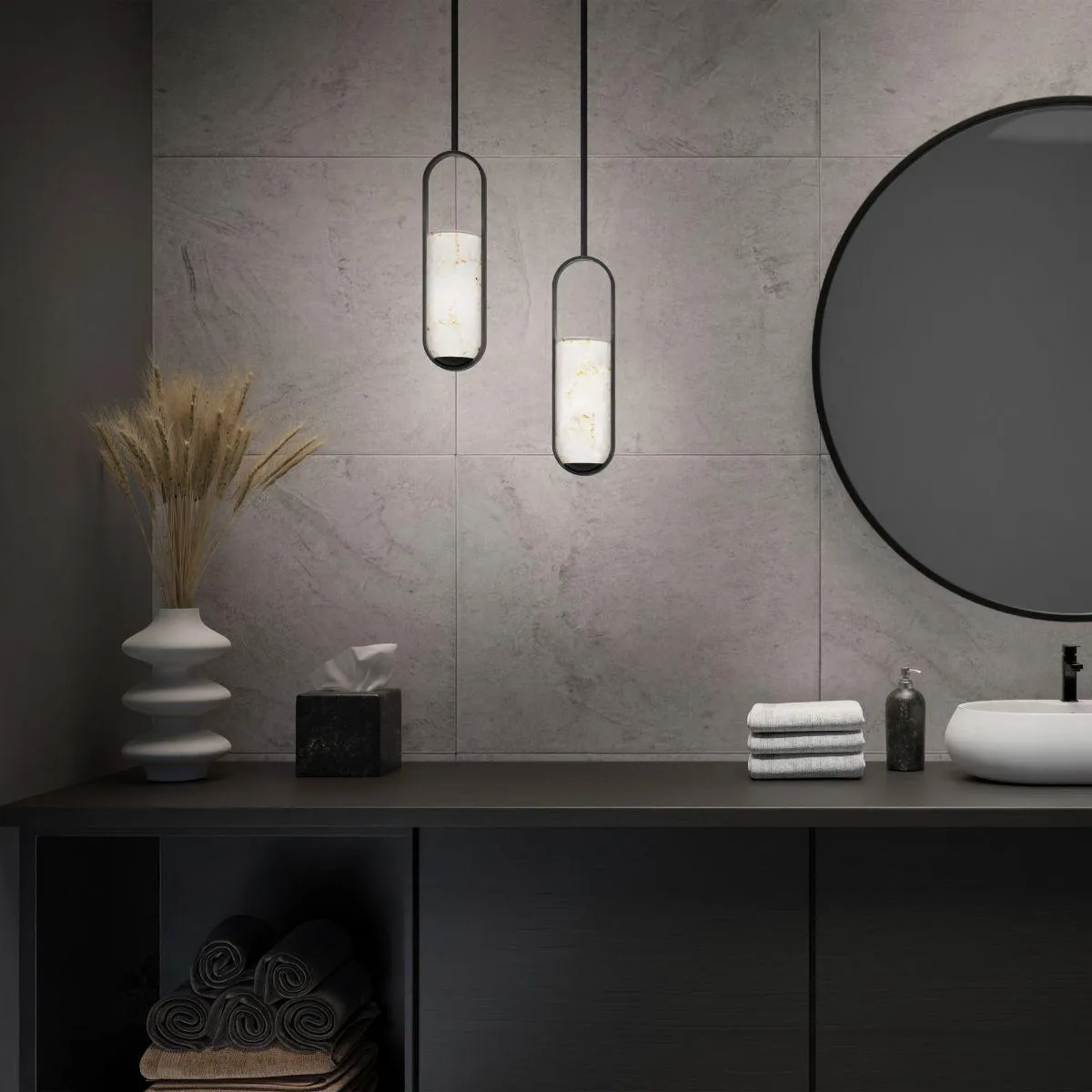 Rollins 5 in. LED Pendant Light Black finish
