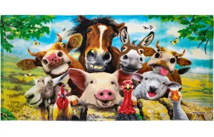 Selfie Super Soft Plush Cotton Beach Bath Pool Towel (Farm Animals