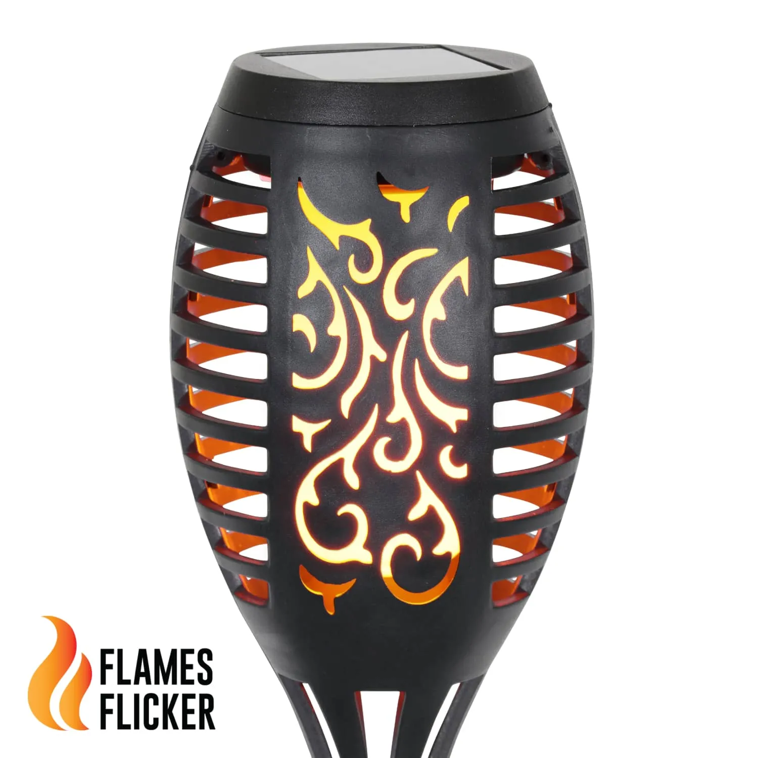 Set of 4 Solar Dancing Flame Torch Garden Stakes- Small, 3 inches by 20 Inches