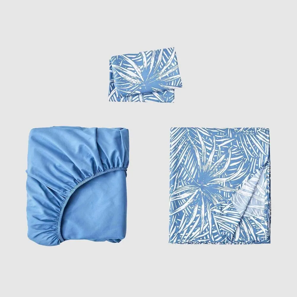 Sheet Set Blue Palm - Single