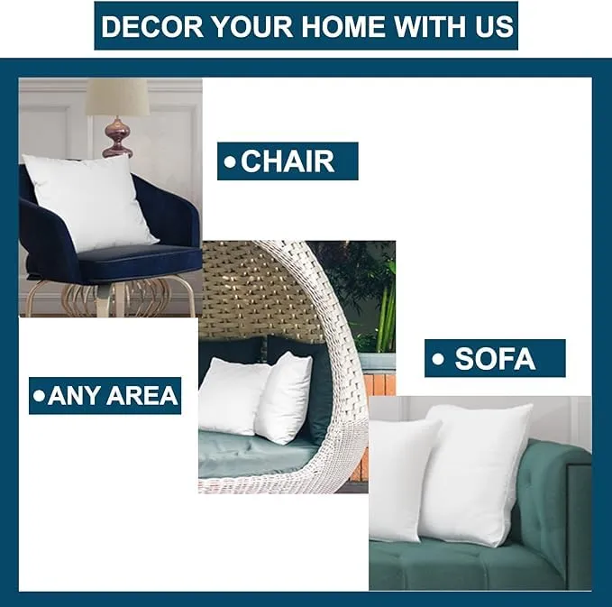 Sleeping Pillows Cushions,Decorative for Couches,Chairs,Bed| Microfiber Filled|Support for Back,Neck,Head,Side Sleeper Decorative (14 x 14 inch, white, 5)