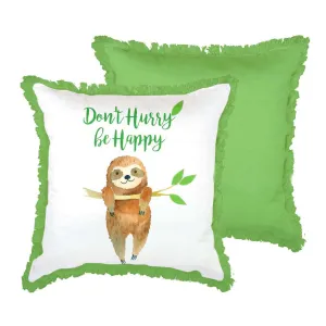 Sloth Design Don't Worry Be Happy Accent Throw Pillow 18 x 18 x 3 inches