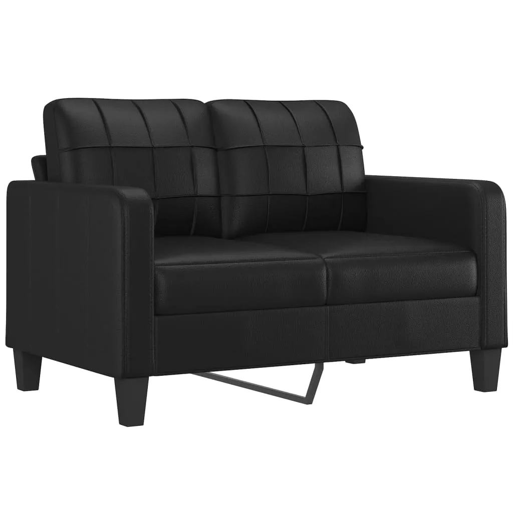 Sofa Loveseat Couch Sofa Settee with Throw Pillows Black Faux Leather