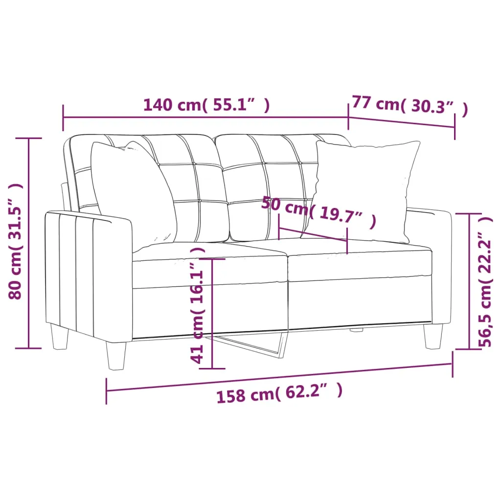 Sofa Loveseat Couch Sofa Settee with Throw Pillows Black Faux Leather