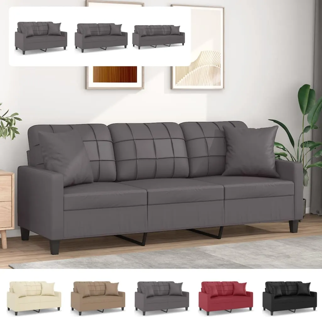 Sofa Loveseat Couch Sofa Settee with Throw Pillows Black Faux Leather