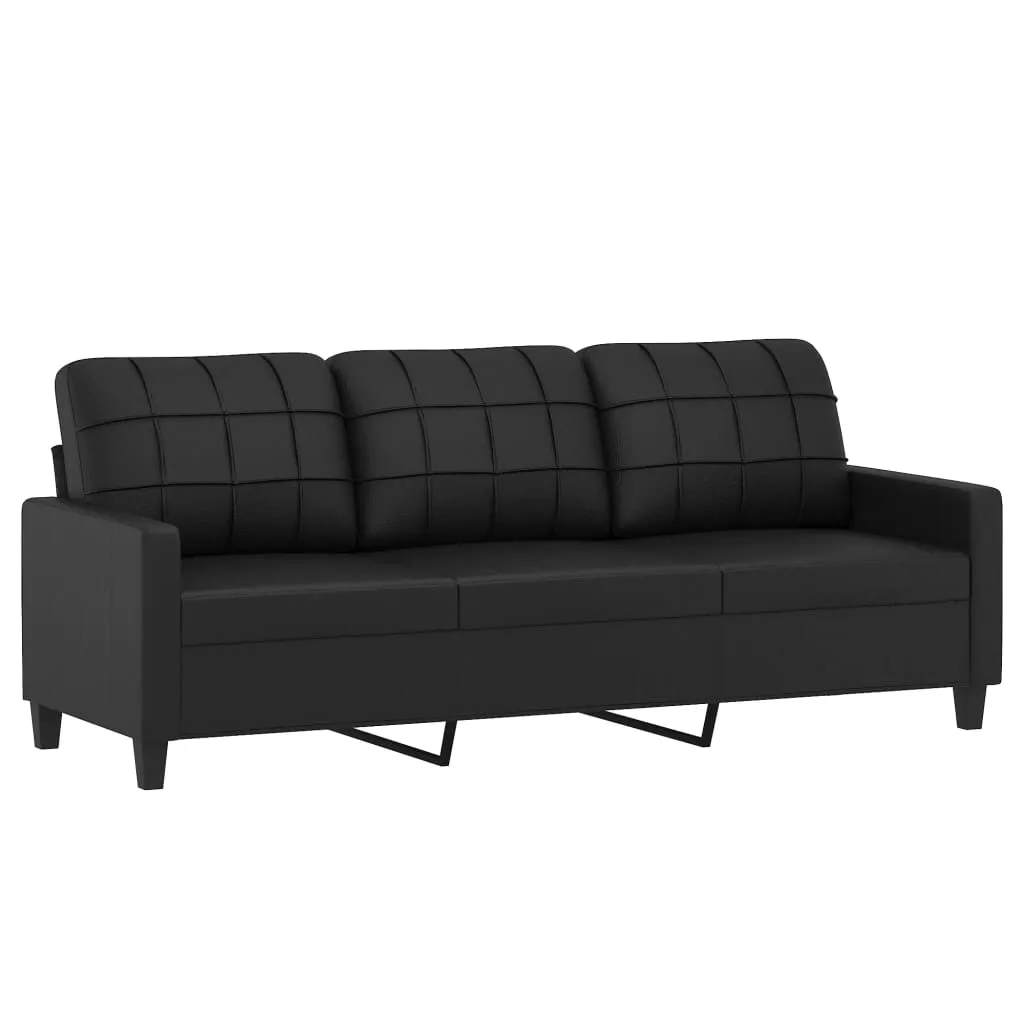 Sofa Loveseat Couch Sofa Settee with Throw Pillows Black Faux Leather
