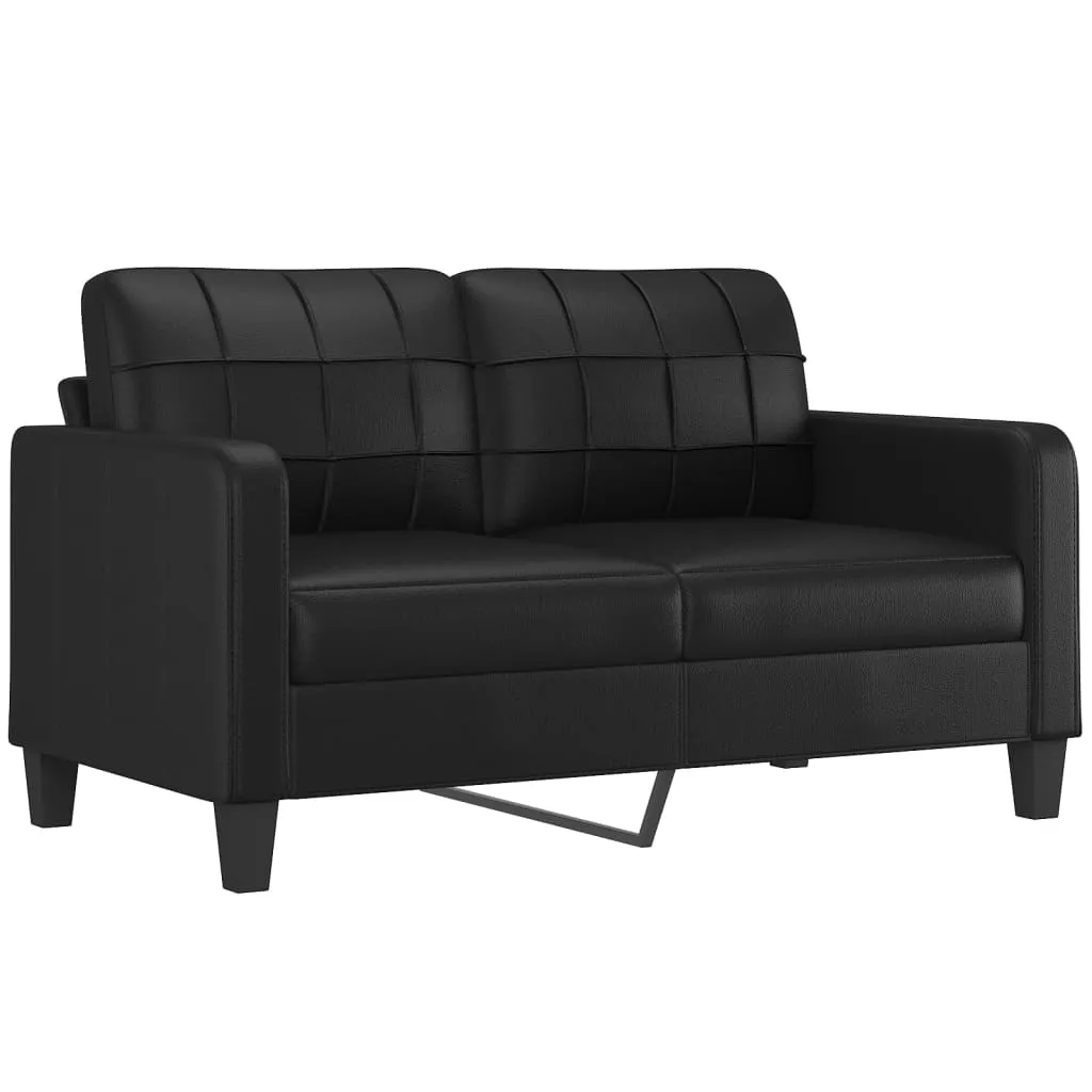 Sofa Loveseat Couch Sofa Settee with Throw Pillows Black Faux Leather