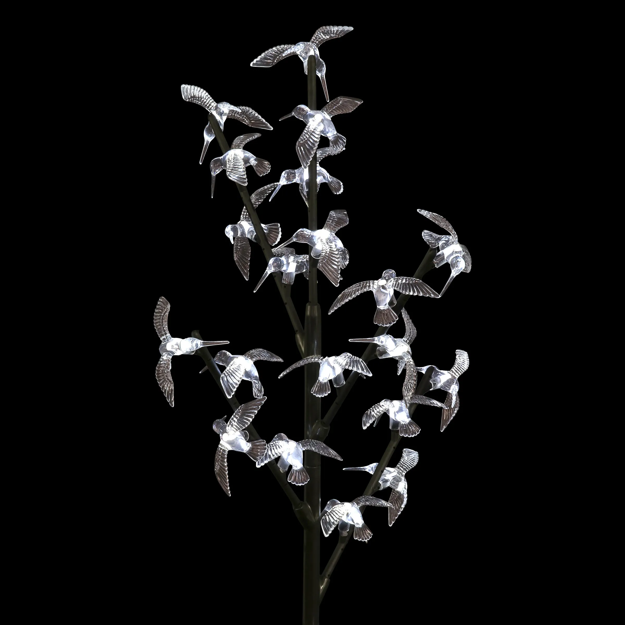 Solar Bird Branch Garden Stake with Twenty LED Lights, 13 by 38 Inches